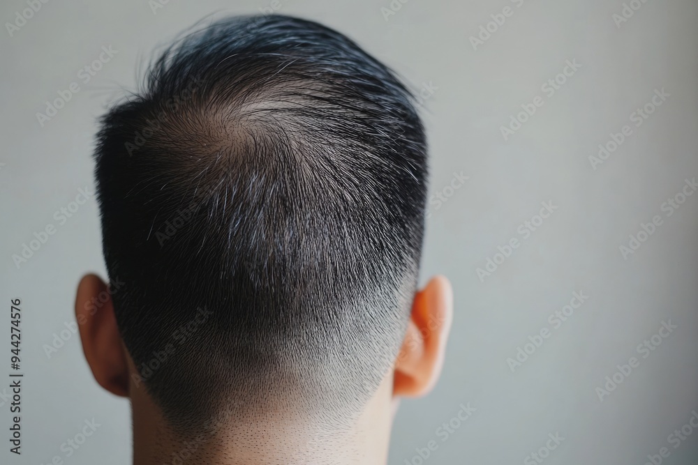 Fototapeta premium Medical Background. Closeup of Young Man with Serious Hair Loss Issue for Health Care and Shampoo Product Concept