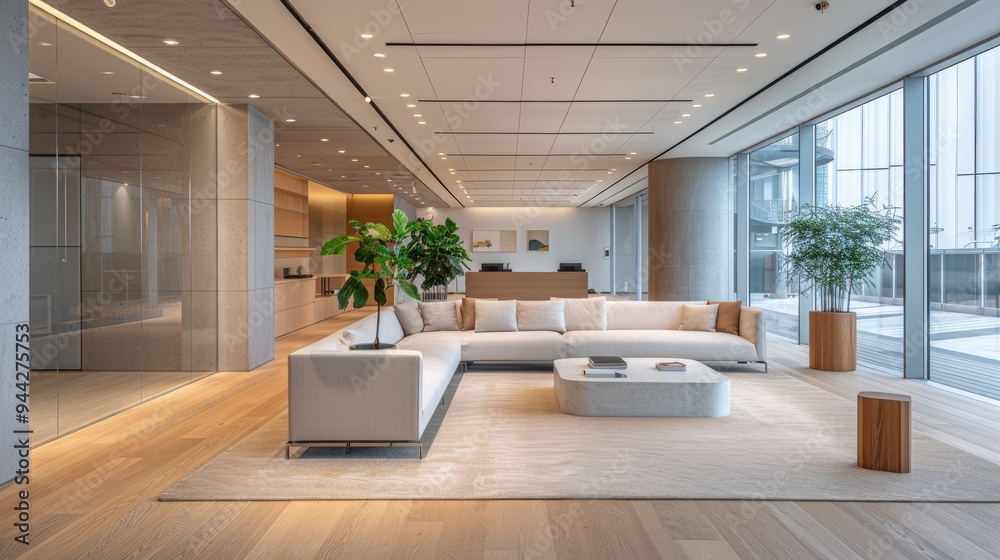 A modern office waiting area with a white sofa and coffee table, a Beautiful modern living room interior with a white sofa and A modern office waiting area with a white sofa and coffee table, a Beautiful modern living room interior with a white sofa and