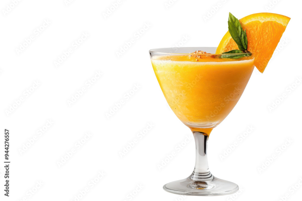 Refreshing orange cocktail garnished with a slice of orange and mint, perfect for summer parties and gatherings isolate on transparency background Refreshing orange cocktail garnished with a slice of orange and mint, perfect for summer parties and gatherings isolate on transparency background