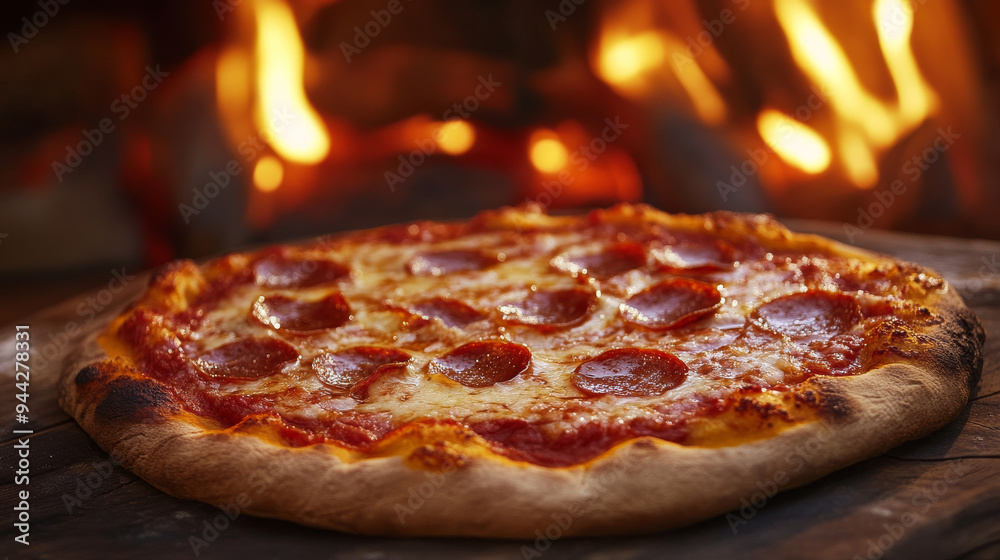 A falling Italian pepperoni pizza, captured mid-air against a white background, showcases slices of pepperoni, melting cheese, and a golden, crispy crust. The motion adds a dynamic energy to the scene A falling Italian pepperoni pizza, captured mid-air against a white background, showcases slices of pepperoni, melting cheese, and a golden, crispy crust. The motion adds a dynamic energy to the scene