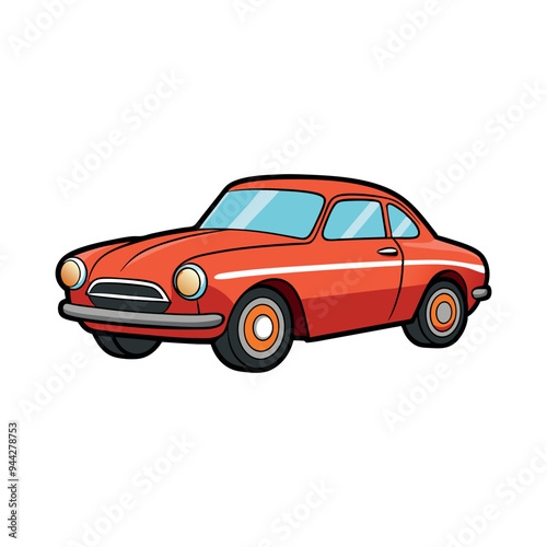 classic car cartoon on white background