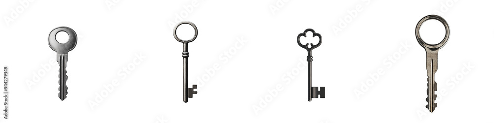 set of A lock key with a sophisticated design, placed minimalist, emphasizing its functionality and style, The Fashionable Lock Key on Display, on a transparent backgrounds set of A lock key with a sophisticated design, placed minimalist, emphasizing its functionality and style, The Fashionable Lock Key on Display, on a transparent backgrounds