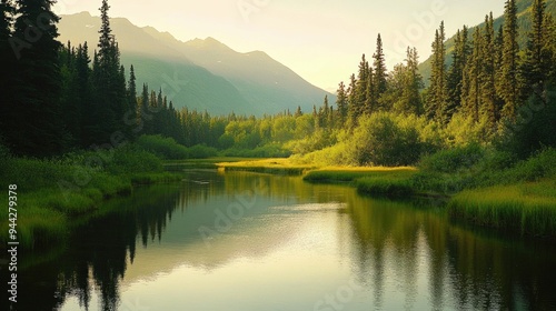 Chugach State Park. Sunrise at Eagle River Nature Center, Alaska - Gateway to Beautiful Glacial Valley