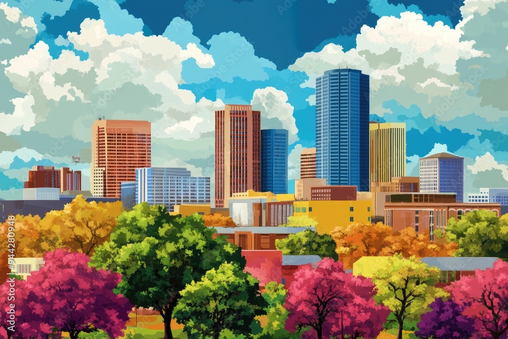 Fototapeta premium Ft Worth Skyline. Vibrant Cityscape with Texas Architecture and Urban Landscape