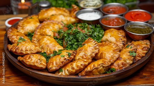 Golden Brown Empanadas with Dipping Sauces