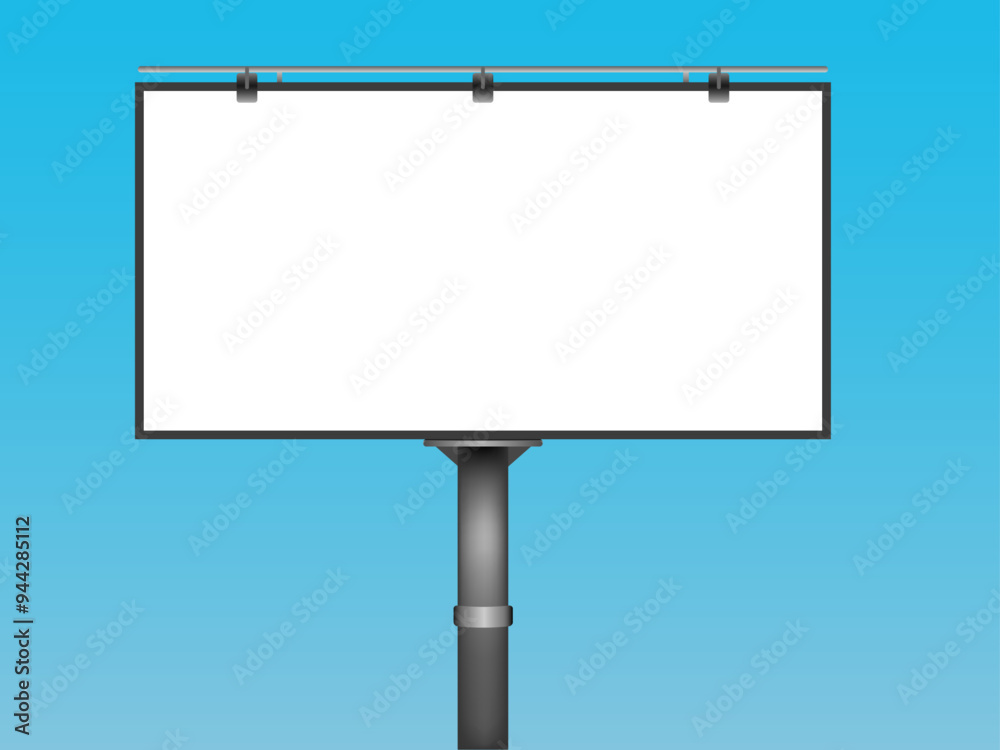 Billboard advertising panel with empty space and light projectors isolated over on background Billboard advertising panel with empty space and light projectors isolated over on background