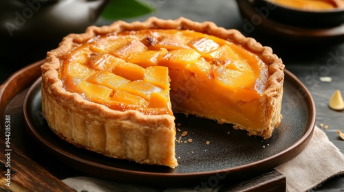 The national cuisine of Macau. Sweet potato pie.