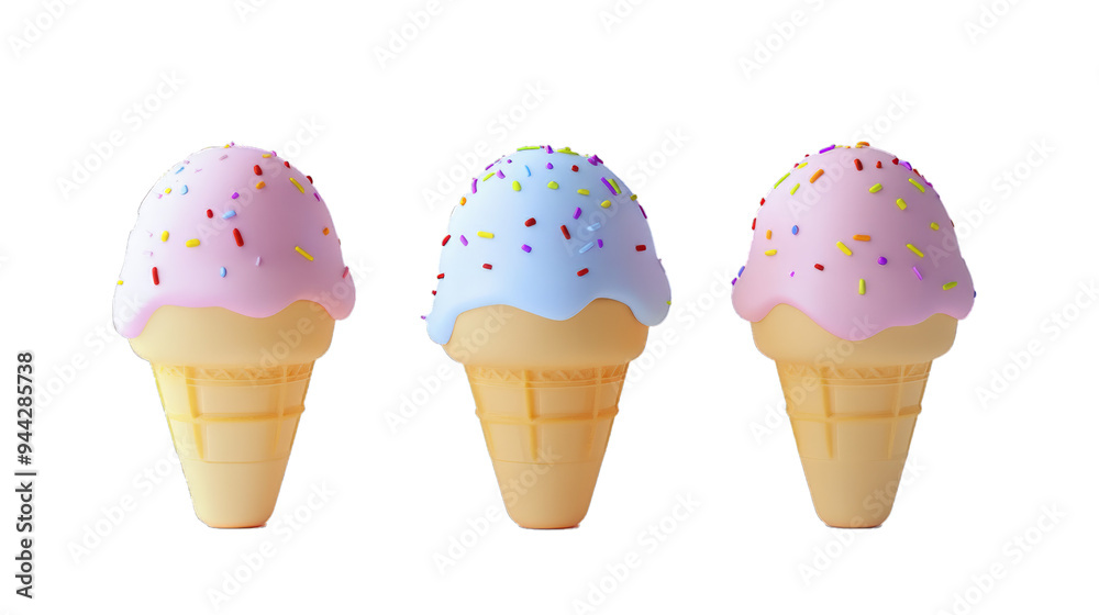 3d isometric ice cream isolated on white background 3d isometric ice cream isolated on white background