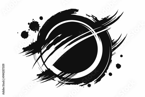 This image presents an abstract collection of grunge brush strokes and circles created in black ink, conveying a sense of raw emotion and creative spontaneity in a minimalist style. 
