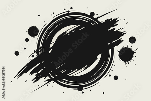 This image presents an abstract collection of grunge brush strokes and circles created in black ink, conveying a sense of raw emotion and creative spontaneity in a minimalist style. 

