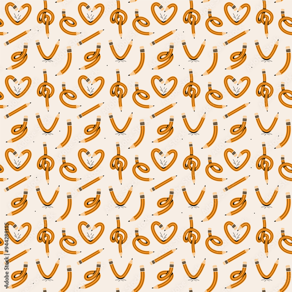 Pencil seamless pattern vector illustration. Back to school, education