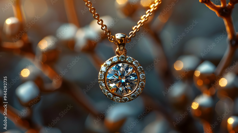 Diamond Pendant Necklace with Golden Chain Close-up Photography Diamond Pendant Necklace with Golden Chain Close-up Photography