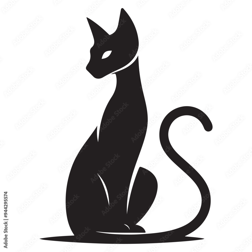 Elegant Cat Silhouette Vector Illustration Elegant Cat Silhouette Vector Illustration