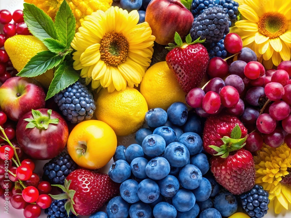 Vibrant arrangement of next year's trending hues, featuring bold berry tones, sunny yellows, and soothing blues, against a clean white background, evoking innovation and freshness. Vibrant arrangement of next year's trending hues, featuring bold berry tones, sunny yellows, and soothing blues, against a clean white background, evoking innovation and freshness.