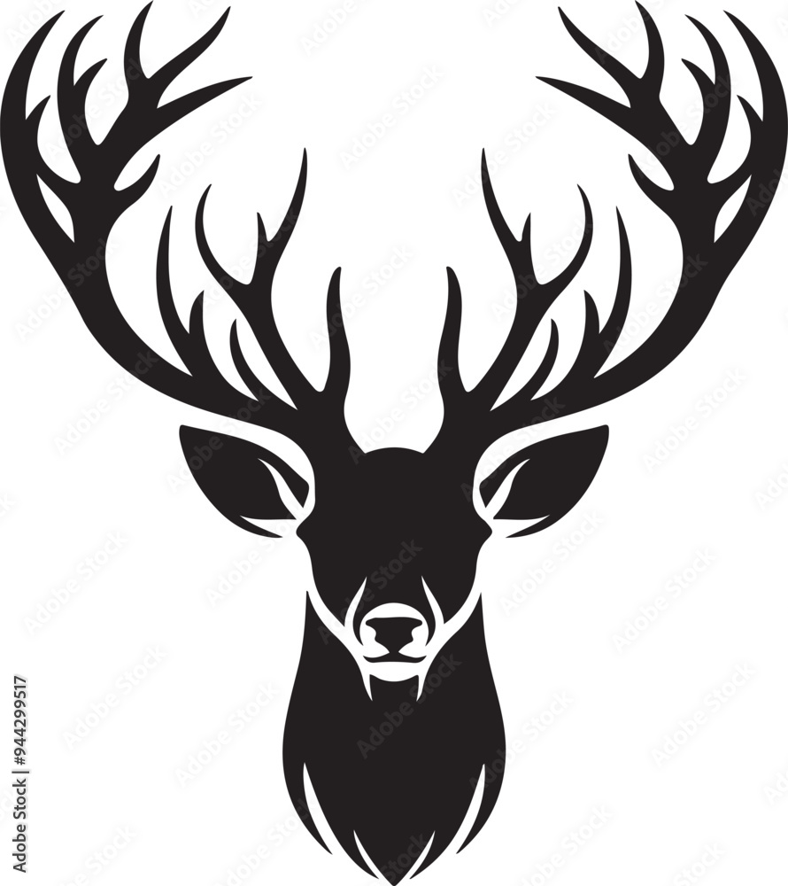 Naklejka premium Nature Animal Silhouette – Deer Head Vector Logo Isolated for Custom Use