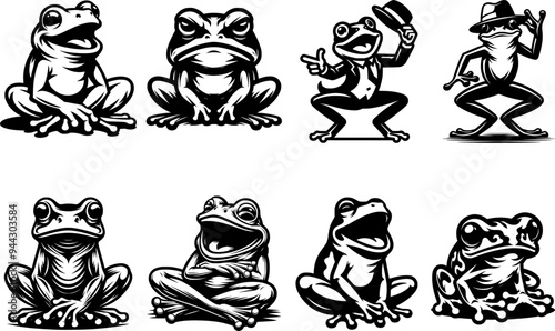 Funny frogs set