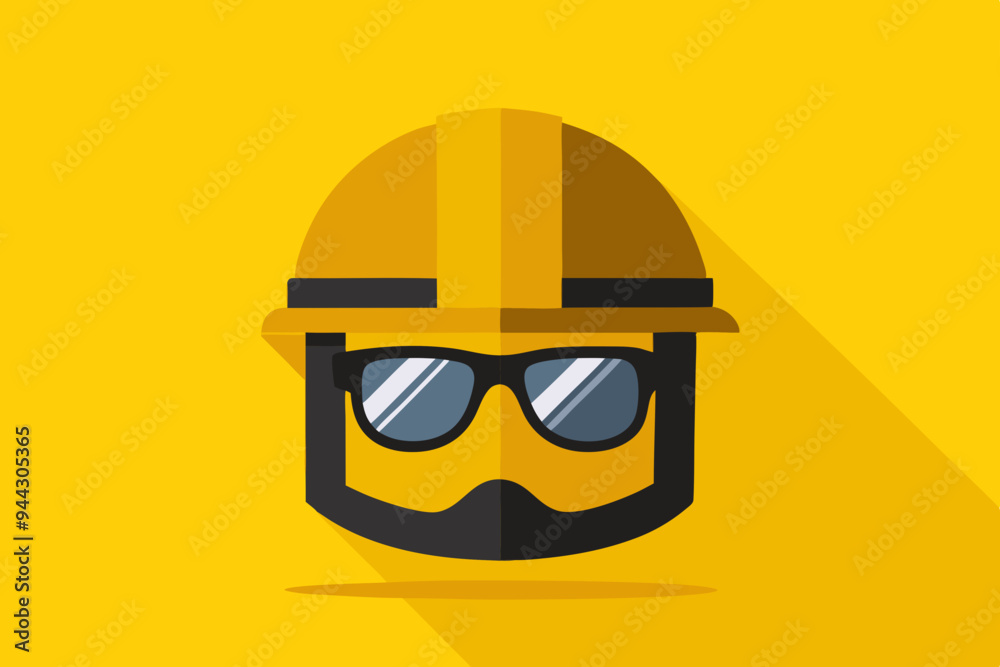 An iconographic illustration featuring a modern construction helmet and dark glasses placed on a yellow background, symbolizing safety and protection in work environments.
An iconographic illustration featuring a modern construction helmet and dark glasses placed on a yellow background, symbolizing safety and protection in work environments.