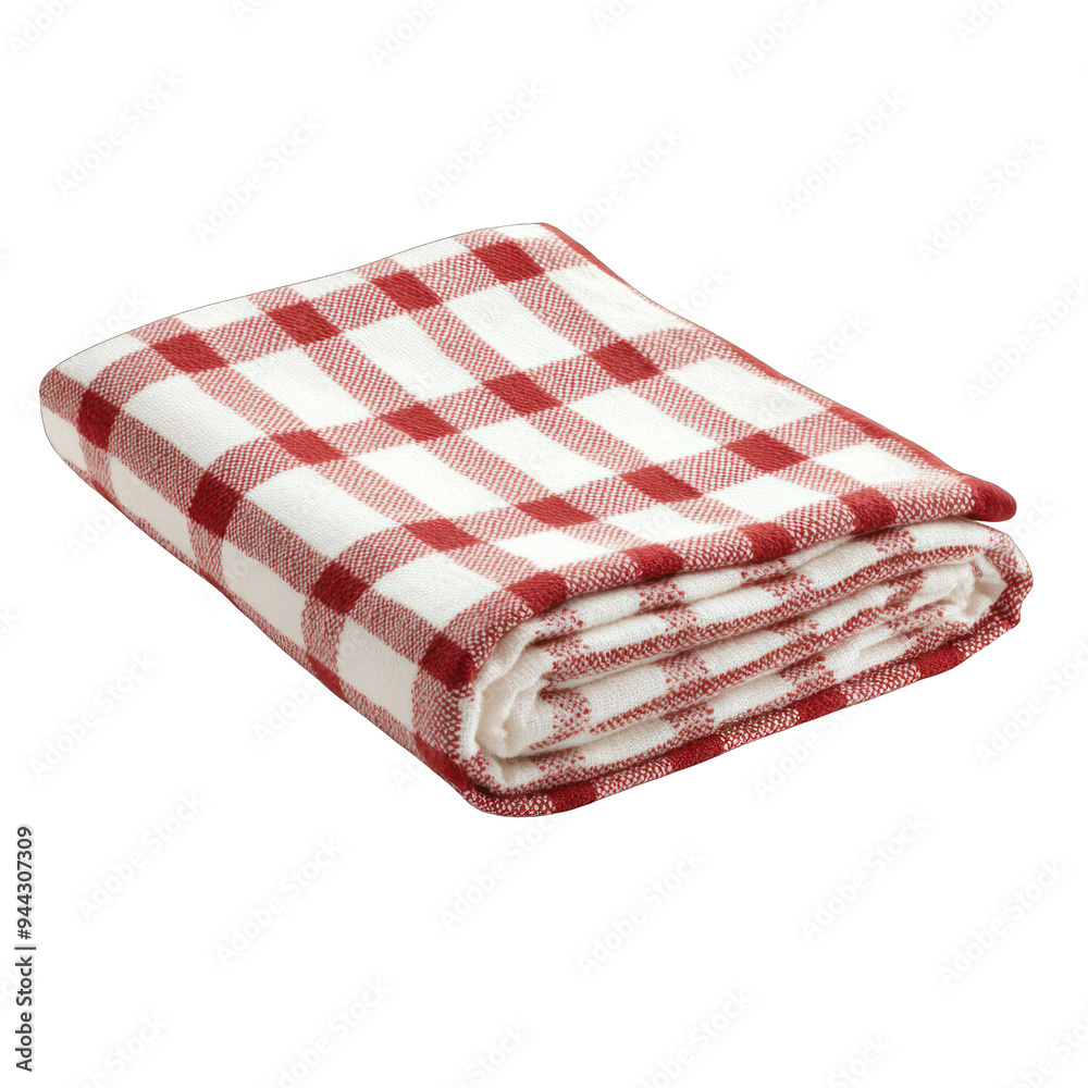 A cozy and colorful red and white checkered blanket, perfect for picnics and home decor, offering warmth and style. transparent background