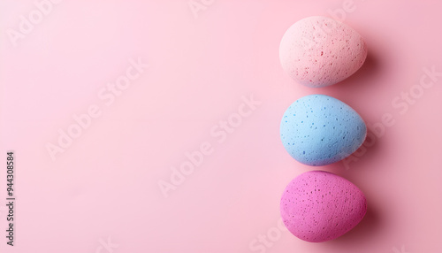 Beauty blender on pink background. Bright sponges for make-up cosmetics. Makeup products. Beauty concept. Place for text. Space for copy