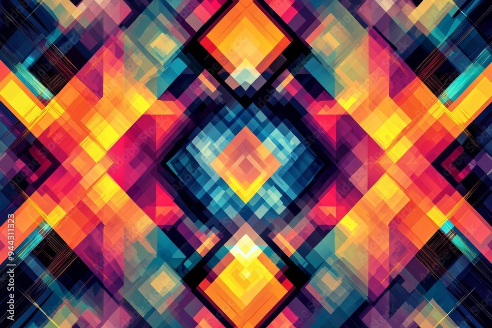 Abstract Geometric Pattern with Vibrant Colors created with Generative AI Abstract Geometric Pattern with Vibrant Colors created with Generative AI