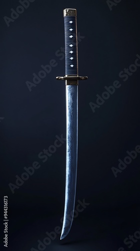 A Japanese Katana Sword Against a Dark Background photo