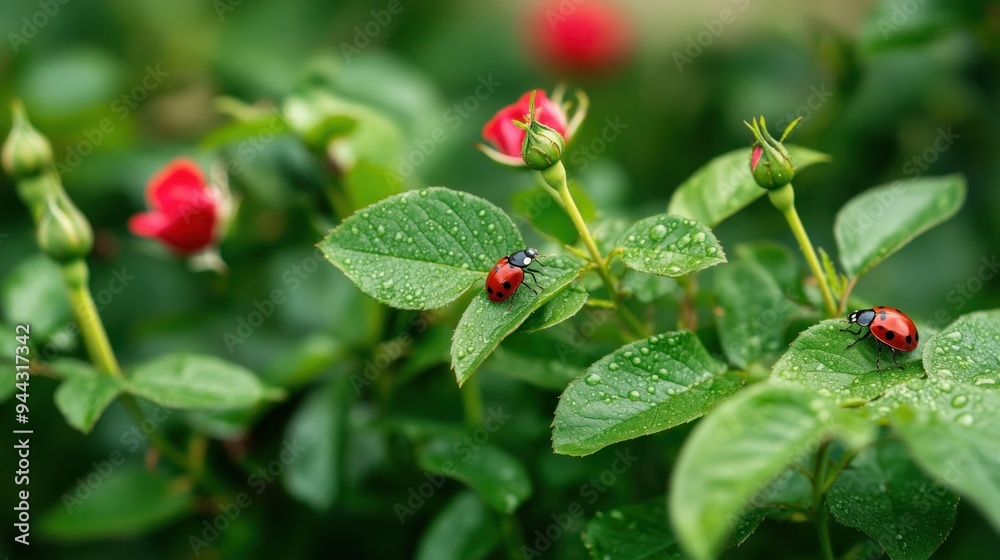 Ladybugs on a Rose Bush Ladybugs on a Rose Bush
