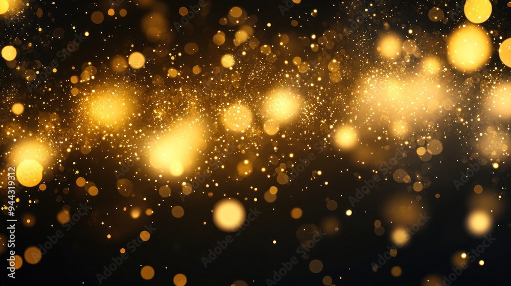 Obraz premium Golden Glitter on a Black Background