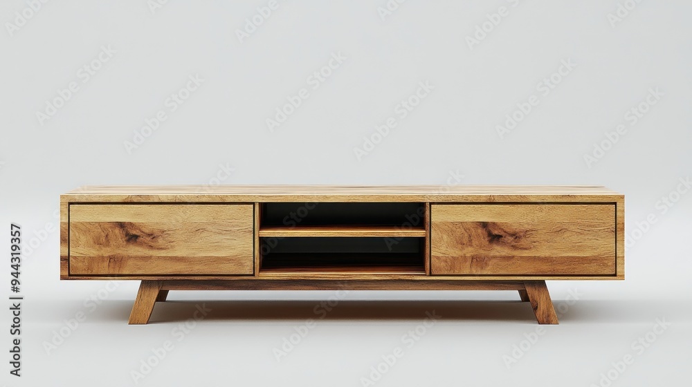 Modern Wooden TV Stand with Open Shelves Modern Wooden TV Stand with Open Shelves