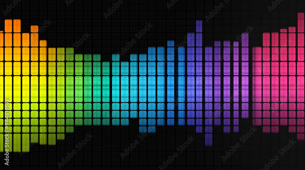 Colorful soundwave visualization. Vibrant equalizer graphic with a grid pattern Colorful soundwave visualization. Vibrant equalizer graphic with a grid pattern