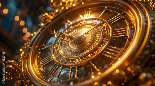 Wallpaper Mural Golden Clock Face 3D Illustration Torontodigital.ca