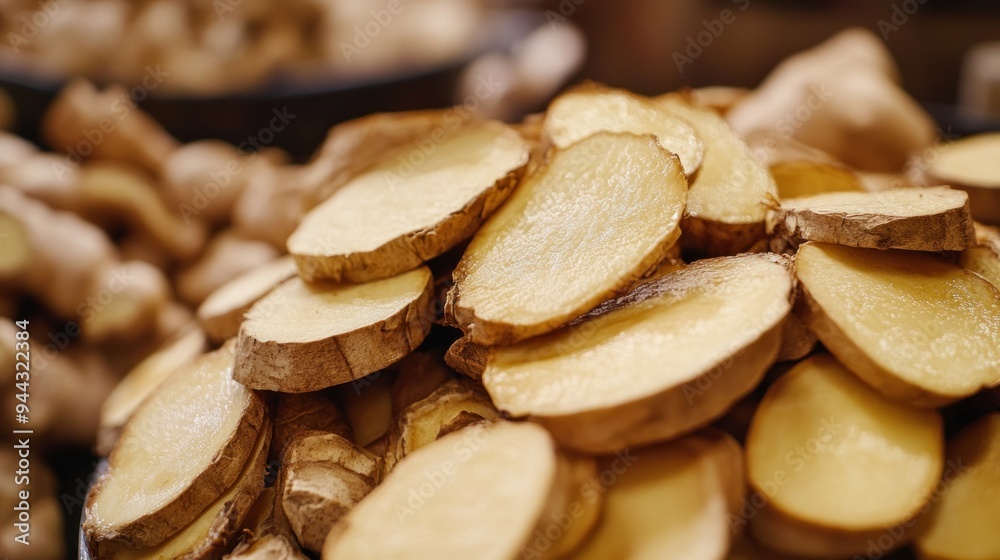 Close-up of Sliced Ginger Root Close-up of Sliced Ginger Root