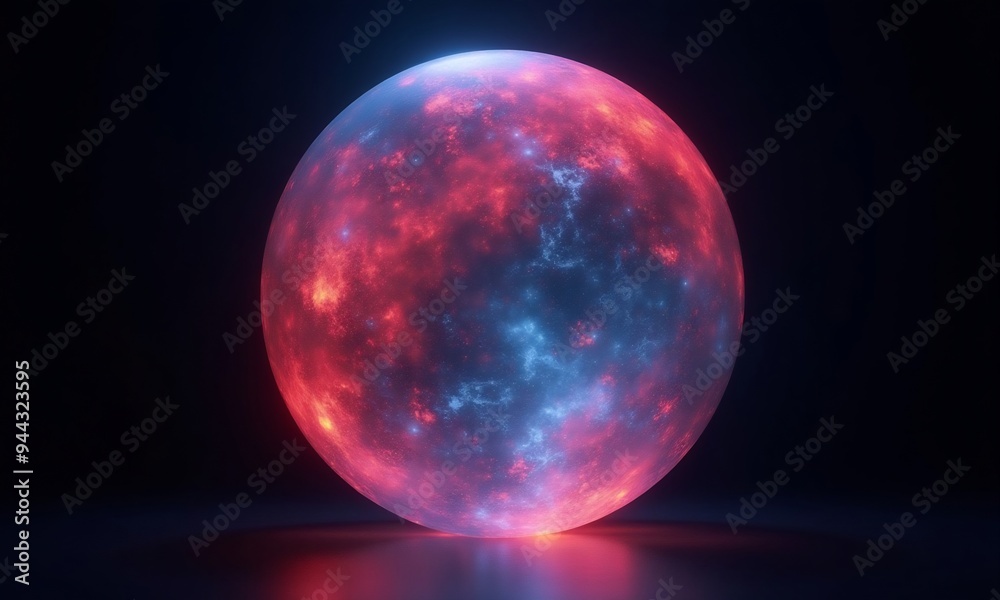 Fototapeta premium A vibrant abstract sphere illuminates dark backdrop generated by