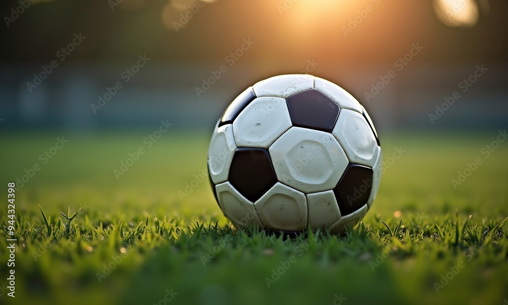 Fototapeta premium View of soccer ball on the field