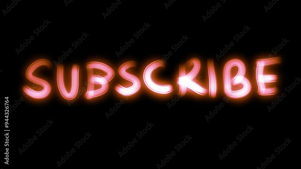 glowing subscribe text on black background. neon video glowing subscribe text on black background. neon video