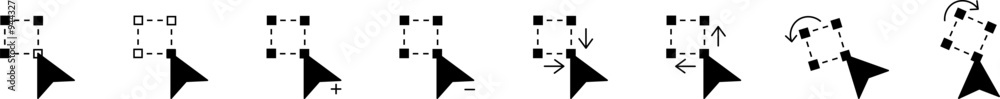 Change size, scalability or scalable windows web icons. Change or expand Application size flexible black device icons. Vector sign Change size, scalability or scalable windows web icons. Change or expand Application size flexible black device icons. Vector sign