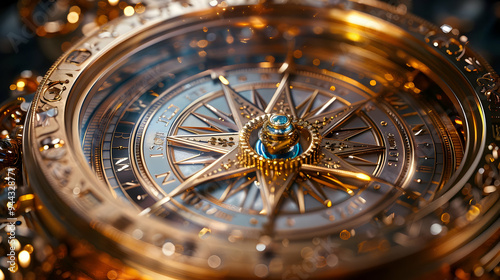 Wallpaper Mural Golden Compass 3D Illustration - Close-Up View of a Detailed Compass Torontodigital.ca