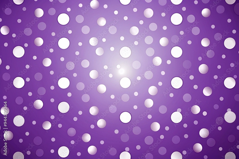 Vibrant purple background features an array of playful white polka dots of varying sizes, creating a whimsical and cheerful visual effect.
