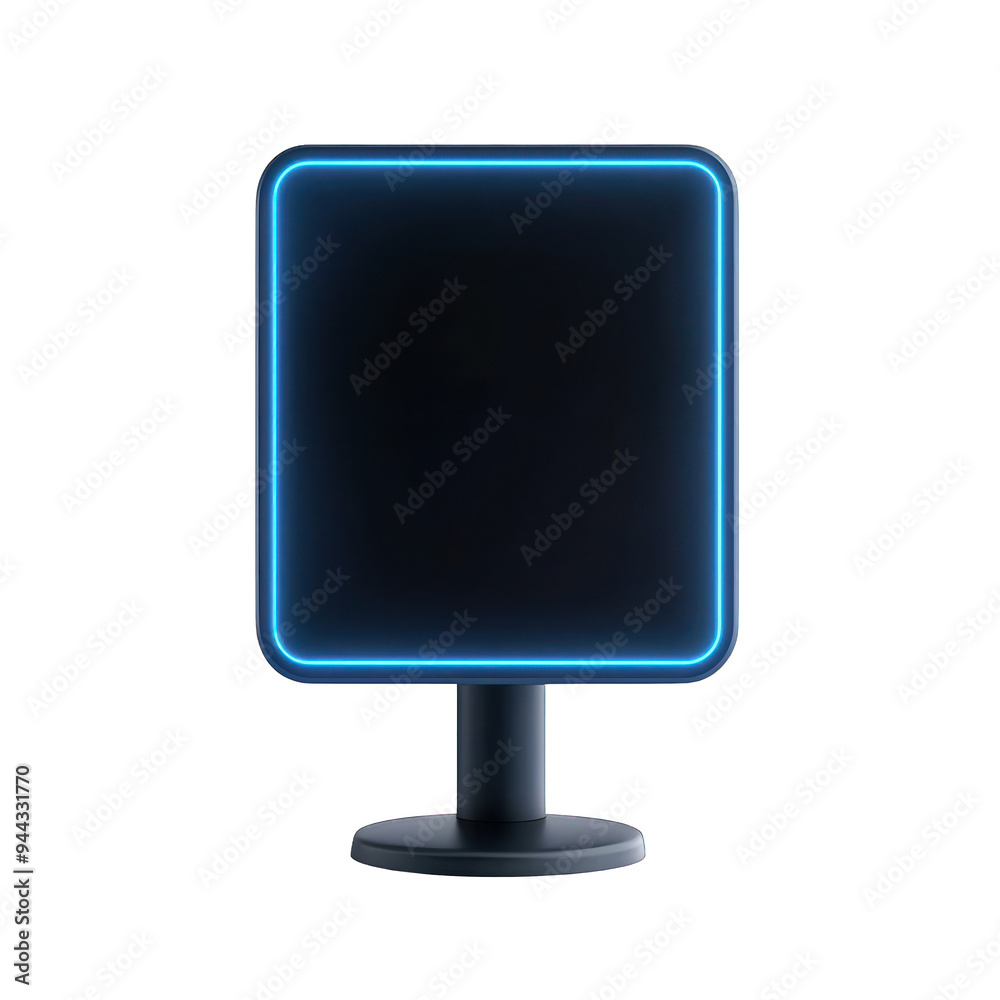 A sleek, modern monitor with a glowing blue frame, perfect for showcasing digital artwork or enhancing workspace aesthetics. transparent background A sleek, modern monitor with a glowing blue frame, perfect for showcasing digital artwork or enhancing workspace aesthetics. transparent background