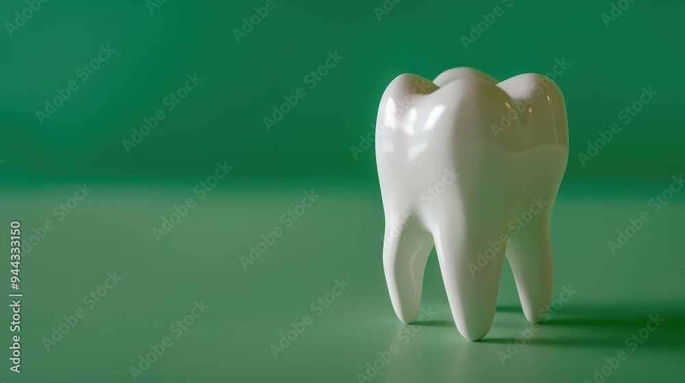 Tooth on a green background. White tooth. Perfect tooth. Tooth on a green background. White tooth. Perfect tooth.