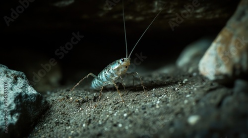 Close-up of a Cave Cricket on Rough Terrain photo