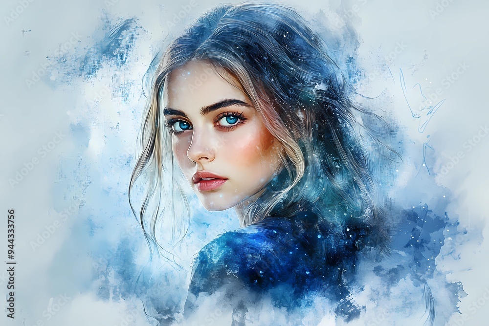 Virgo zodiac sign in the form of a girl in watercolor style Virgo zodiac sign in the form of a girl in watercolor style