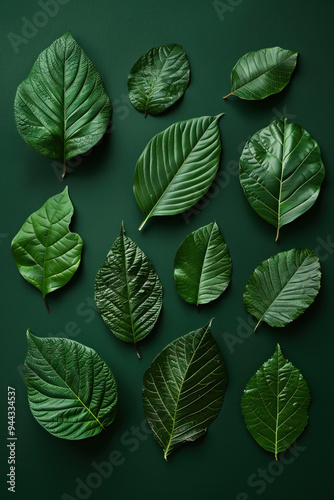 Set of green leaves photo