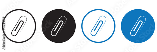 lip icon set. attach file or document paper clip vector symbol. paperclip sign in black filled and outlined style. Document Clip Icon Collection. Paper Clip for Files Vector Design.