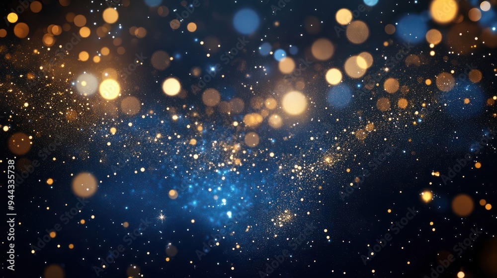 Fototapeta premium Abstract background with star Dark blue and gold particle