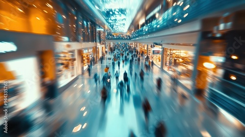 Wallpaper Mural Abstract blurred photo of many people shopping inside department store or modern shopping mall. Urban lifestyle and black friday shopping concept Torontodigital.ca