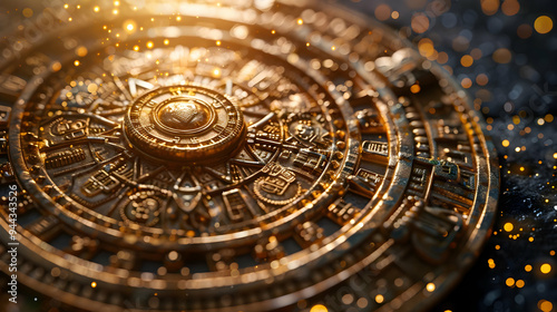 Wallpaper Mural Golden Circular Ornamental Design 3D Illustration Torontodigital.ca