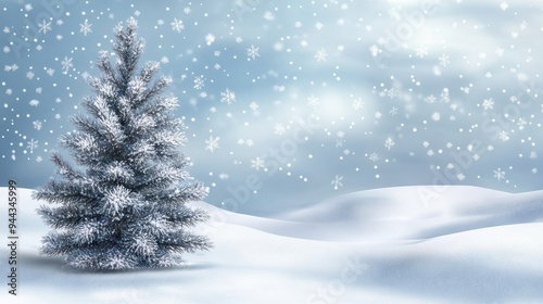 Winter christmas background with snow tree and lots of copy spac