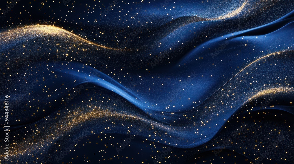Abstract background with star Dark blue and gold particle Abstract background with star Dark blue and gold particle
