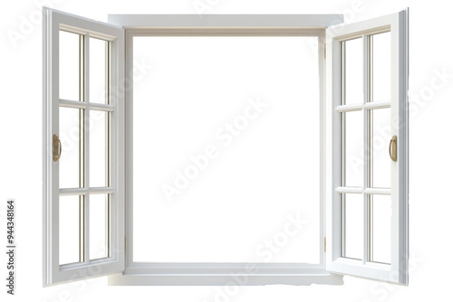 Obraz na płótnie Modern and minimal house window for interior decoration isolated on background, open office glass window frame.
w salonie