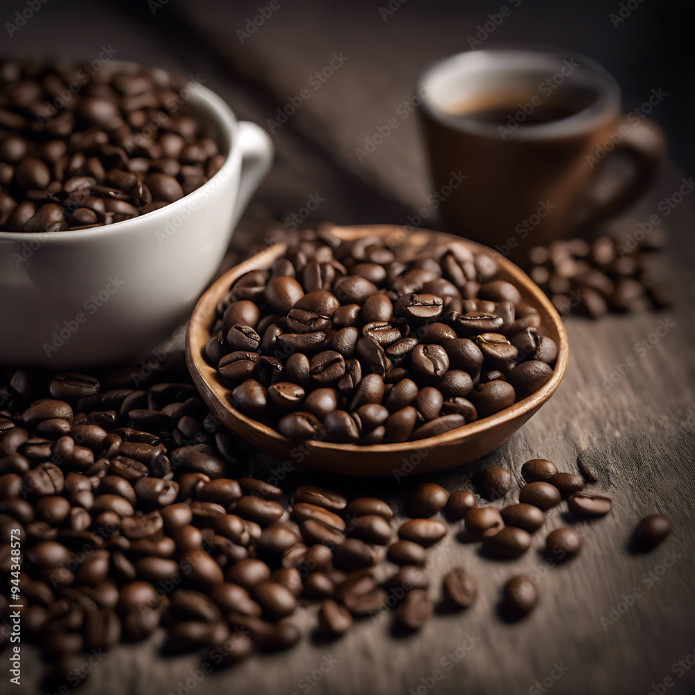 Fototapeta premium coffee beans and cup